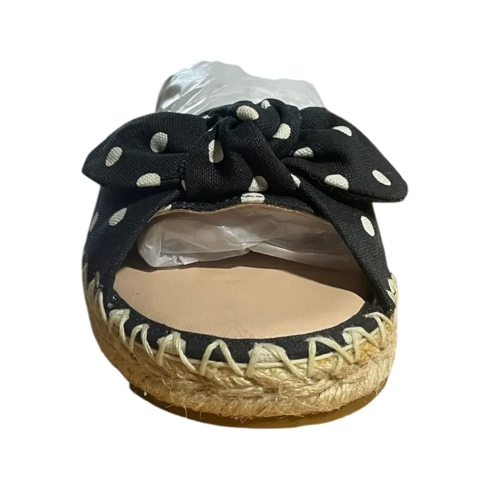 Kate Spade New York Saltie Shore Women Espadrille Sandals Black Polka Dot 6B